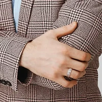 Ribbed Design Men's Ring Sterling Silver