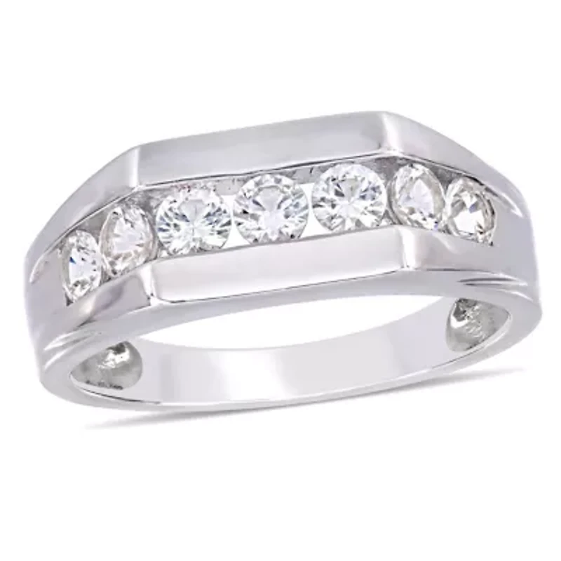 Lab Created White Sapphire Men's Ring Sterling Silver