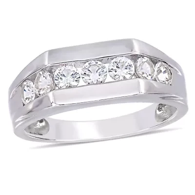 Lab Created White Sapphire Men's Ring Sterling Silver