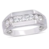 Lab Created White Sapphire Men's Ring Sterling Silver
