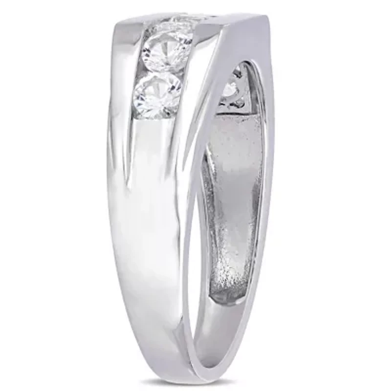 Lab Created White Sapphire Men's Ring Sterling Silver