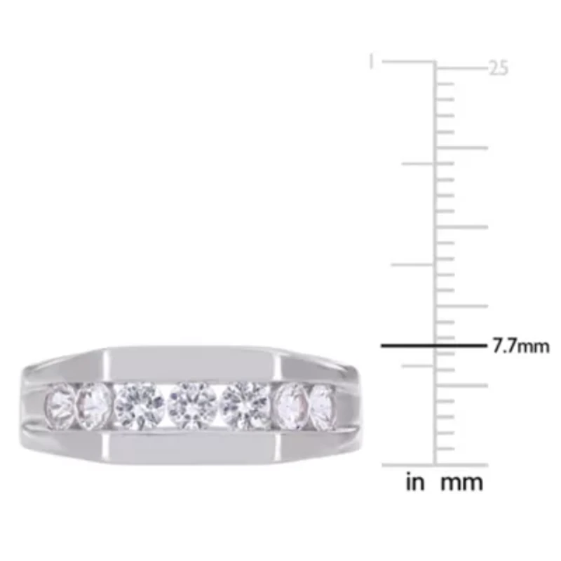 Lab Created White Sapphire Men's Ring Sterling Silver