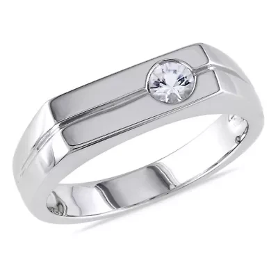 White Sapphire Men's Ring Sterling Silver