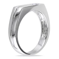 White Sapphire Men's Ring Sterling Silver