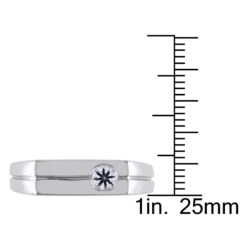 White Sapphire Men's Ring Sterling Silver