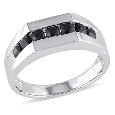 Black Sapphire Men's Ring Sterling Silver