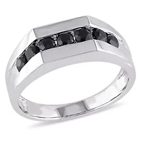 Black Sapphire Men's Ring Sterling Silver