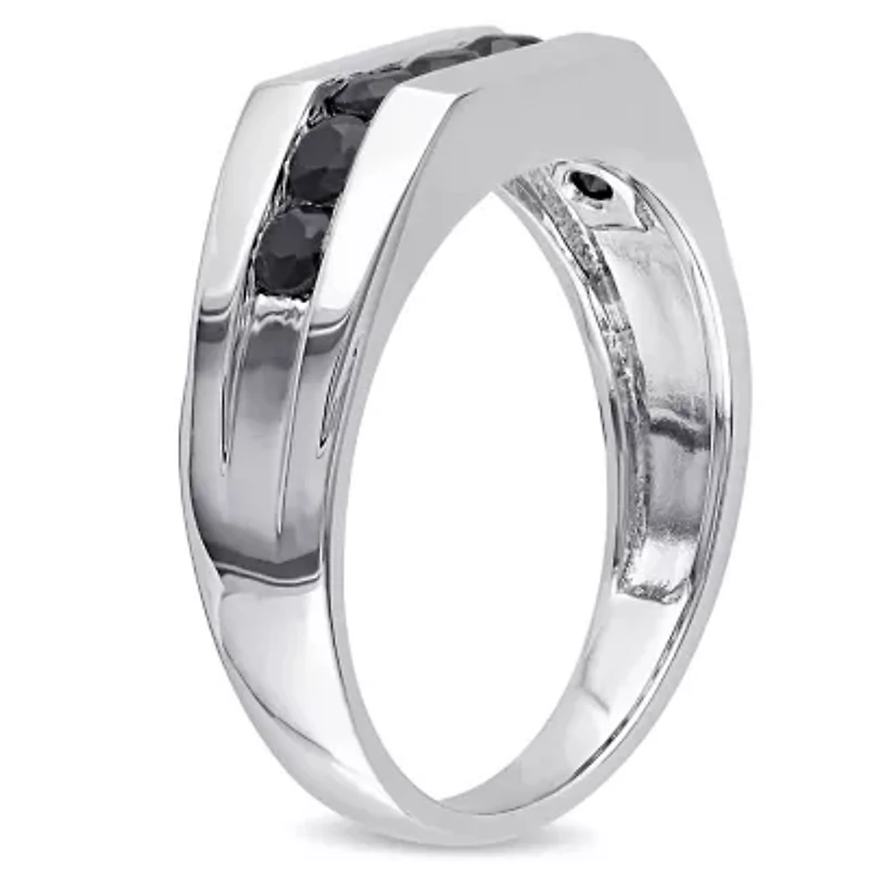 Black Sapphire Men's Ring Sterling Silver
