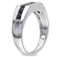 Black Sapphire Men's Ring Sterling Silver
