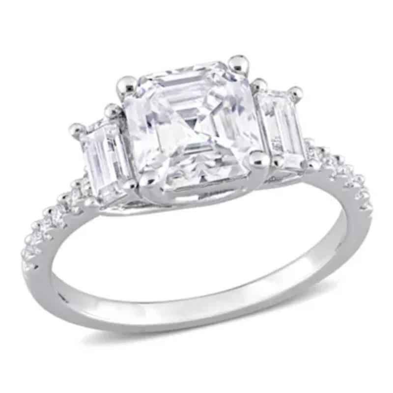 Lab Created White Moissanite Cocktail Ring Sterling Silver