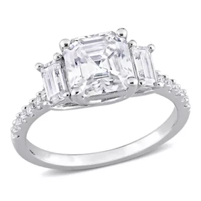Lab Created White Moissanite Cocktail Ring Sterling Silver