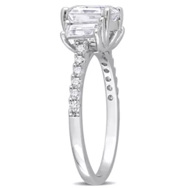 Lab Created White Moissanite Cocktail Ring Sterling Silver