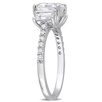 Lab Created White Moissanite Cocktail Ring Sterling Silver