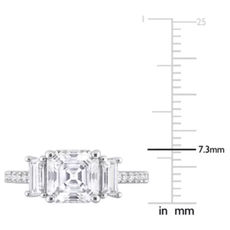 Lab Created White Moissanite Cocktail Ring Sterling Silver