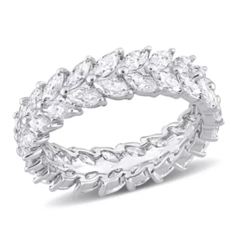 Lab Created White Moissanite Eternity Ring Sterling Silver