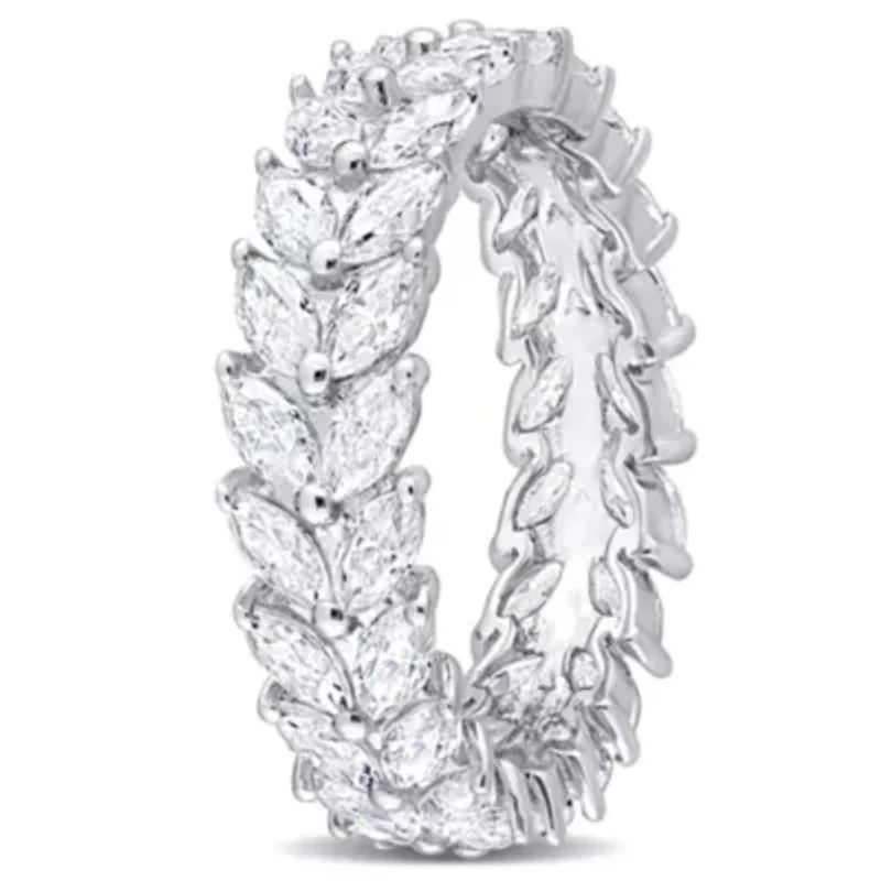 Lab Created White Moissanite Eternity Ring Sterling Silver