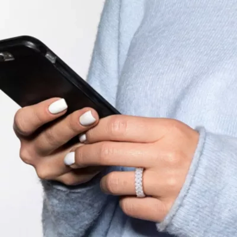 Lab Created White Moissanite Eternity Ring Sterling Silver