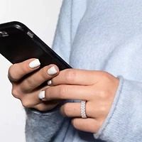 Lab Created White Moissanite Eternity Ring Sterling Silver