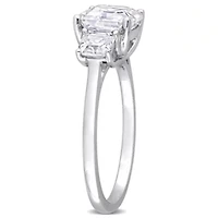 Lab Created White Moissanite 3-Stone Ring Sterling Silver
