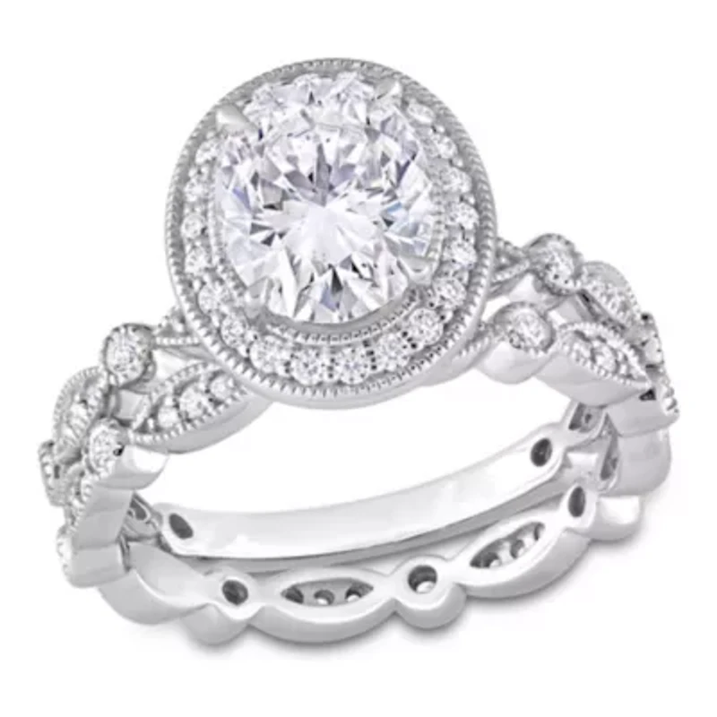 Lab Created White Moissanite Bridal Ring Set 10K Gold