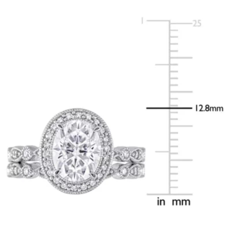 Lab Created White Moissanite Bridal Ring Set 10K Gold