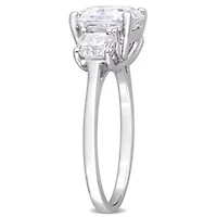 Lab Created White Moissanite 3-Stone Ring Sterling Silver