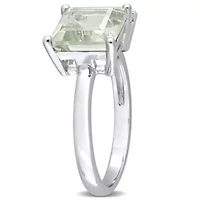 Green Quartz and Sky-Blue Topaz Ring Sterling Silver