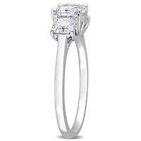 Lab Created White Moissanite 3-Stone Ring Sterling Silver