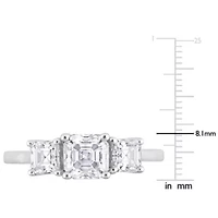 Lab Created White Moissanite 3-Stone Ring Sterling Silver