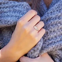 Lab Created White Moissanite 3-Stone Ring Sterling Silver