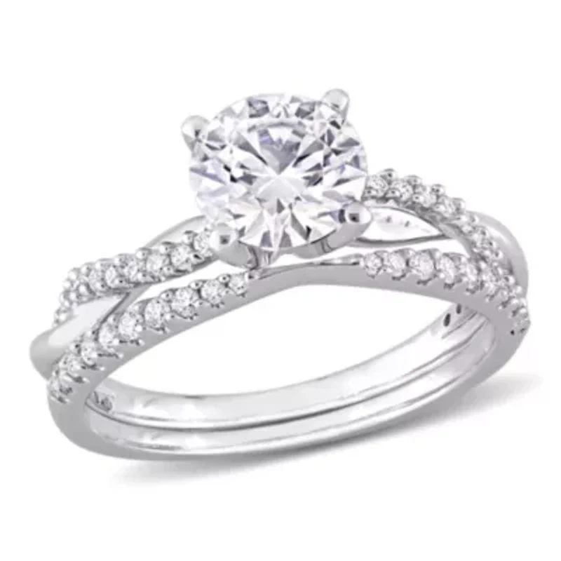 Lab Created White Moissanite Infinity Ring 10K Gold