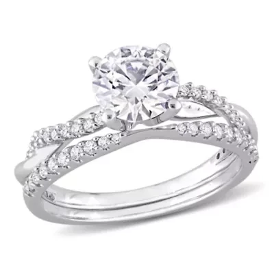 Lab Created White Moissanite Infinity Ring 10K Gold