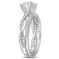 Lab Created White Moissanite Infinity Ring 10K Gold