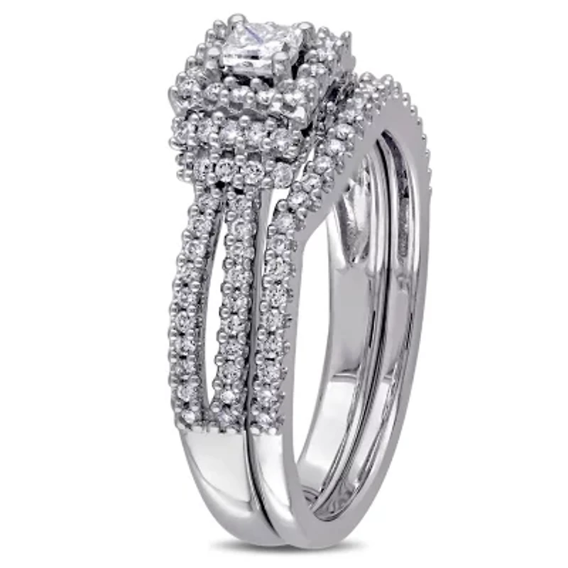 3/4 ct. t.w. Diamond Halo Bridal Set 14K White Gold