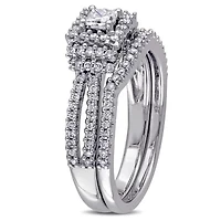 3/4 ct. t.w. Diamond Halo Bridal Set 14K White Gold