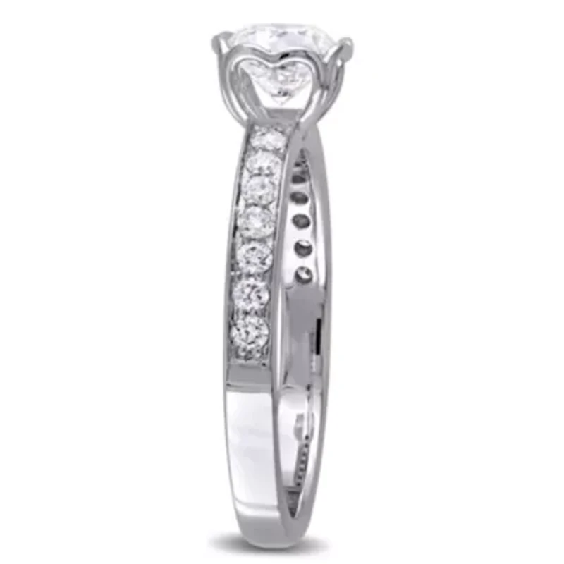 1 ct. t.w. Diamond Raised Engagement Ring with Heart Design Gallery 14K White Gold
