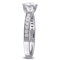 1 ct. t.w. Diamond Raised Engagement Ring with Heart Design Gallery 14K White Gold