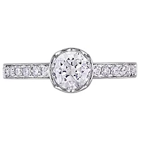 1 ct. t.w. Diamond Raised Engagement Ring with Heart Design Gallery 14K White Gold