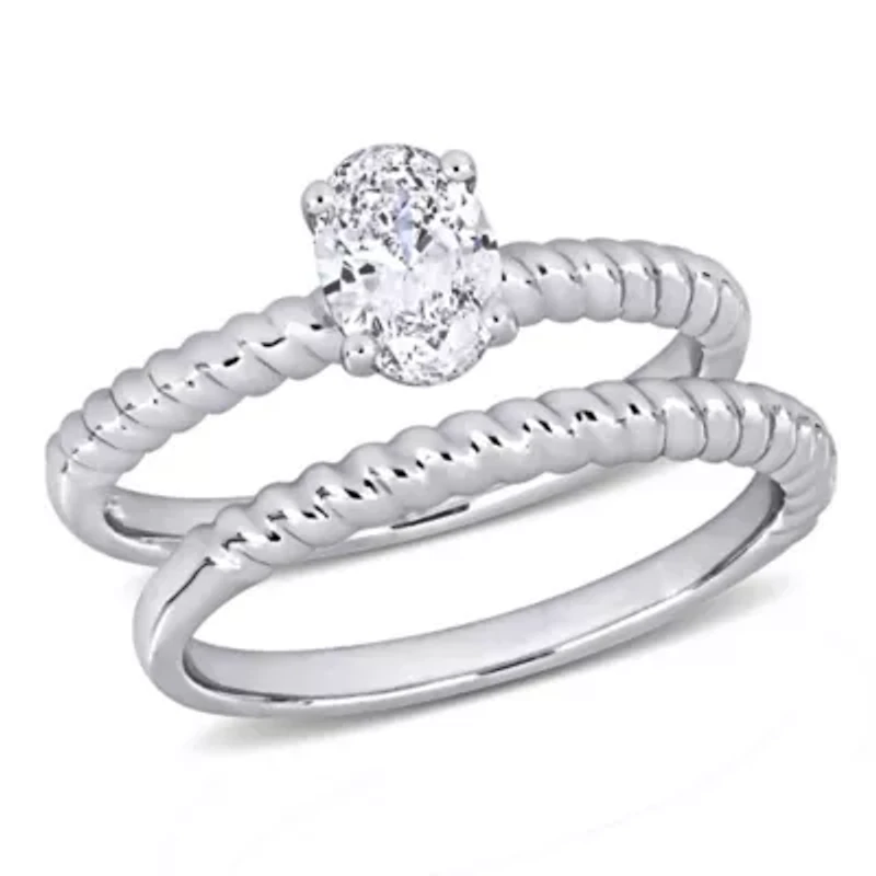 3/4 ct. t.w. Diamond Twisted Band Bridal Set 14K White Gold