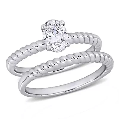 3/4 ct. t.w. Diamond Twisted Band Bridal Set 14K White Gold