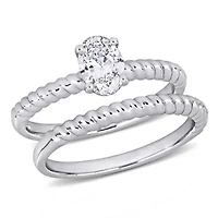 3/4 ct. t.w. Diamond Twisted Band Bridal Set 14K White Gold