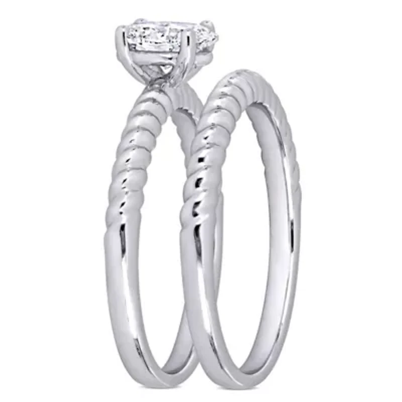 3/4 ct. t.w. Diamond Twisted Band Bridal Set 14K White Gold