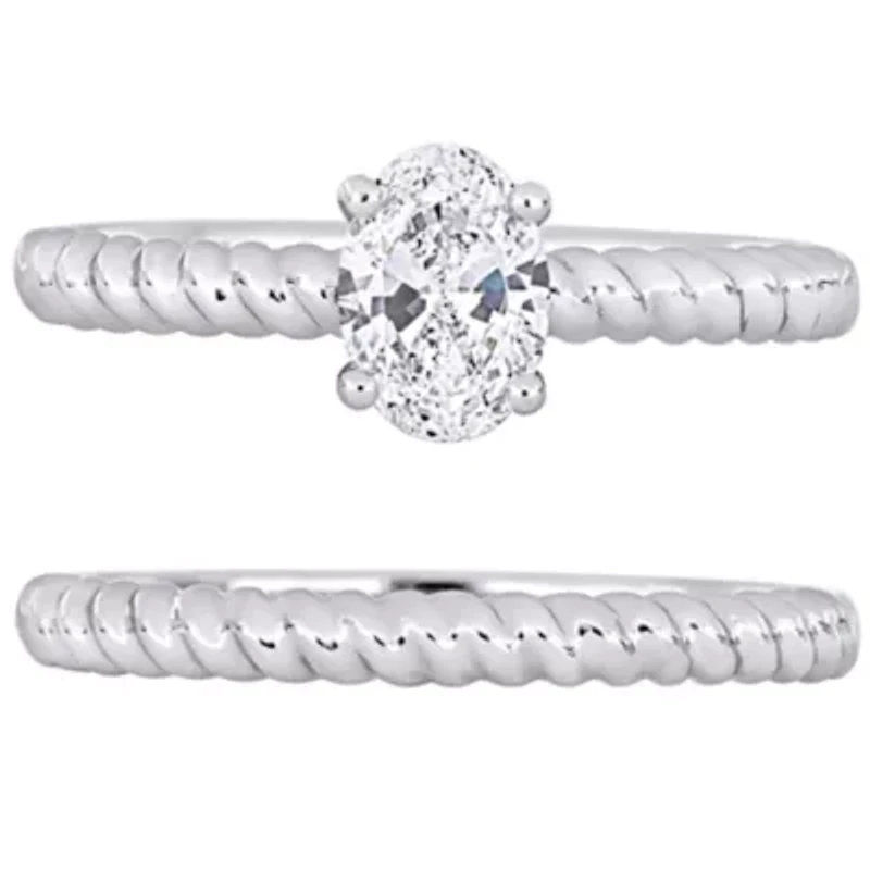 3/4 ct. t.w. Diamond Twisted Band Bridal Set 14K White Gold