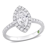 Lab Created 1 ct. t.w. Grown Diamond Halo Engagement Ring 14K White Gold