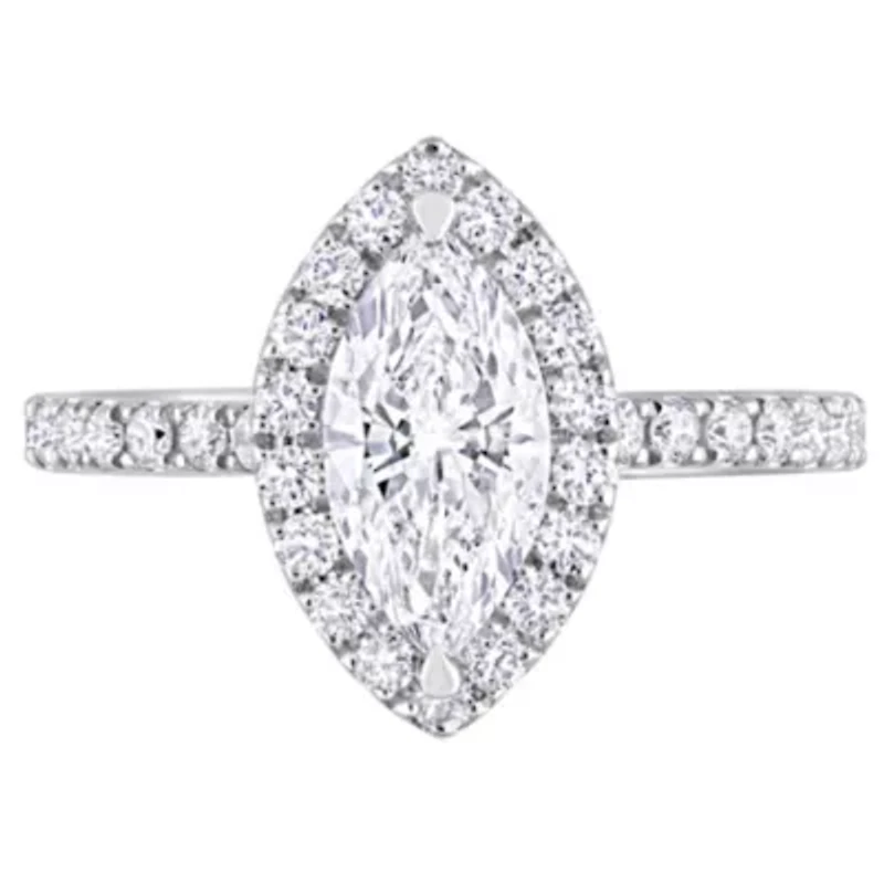 Lab Created 1 ct. t.w. Grown Diamond Halo Engagement Ring 14K White Gold