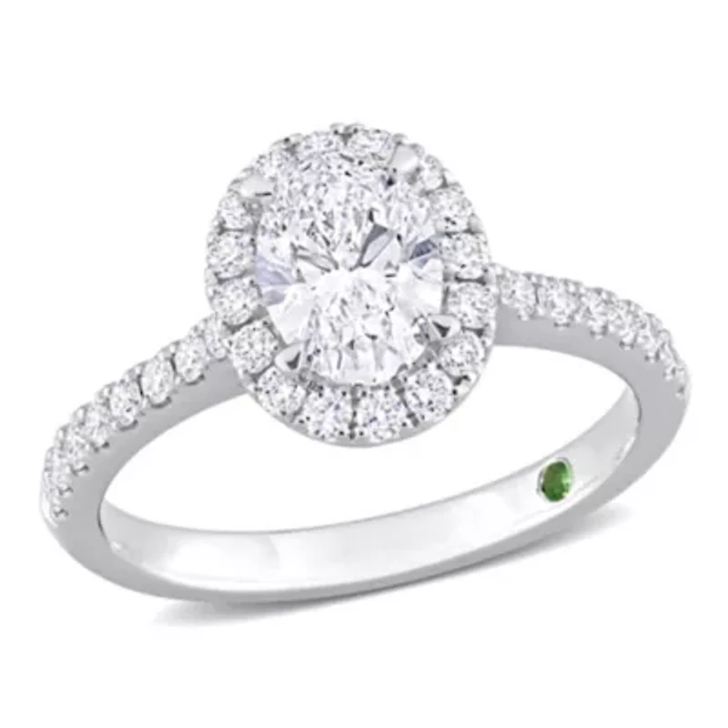 Lab Created 1.48 ct. t.w. Grown Diamond Halo Engagement Ring 14K White Gold