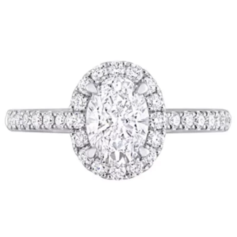 Lab Created 1.48 ct. t.w. Grown Diamond Halo Engagement Ring 14K White Gold