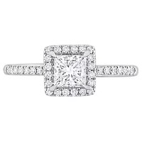 Lab Created 1 ct. t.w. Grown Diamond with Tsavorite Accent Halo Engagement Ring 14K White Gold