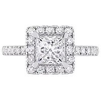 Lab Created 1.54 ct. t.w. Diamond with Tsavorite Accent Halo Engagement Ring 14K White Gold