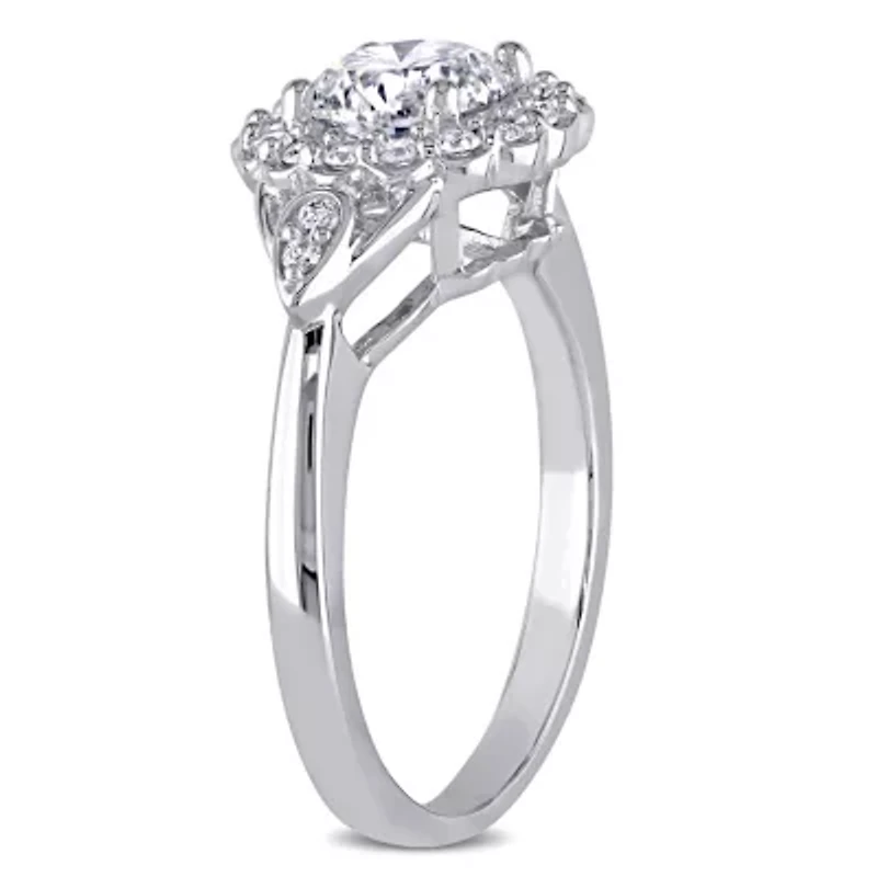 1.23 ct. t.w. Diamond Floral Engagement Ring 14K White Gold